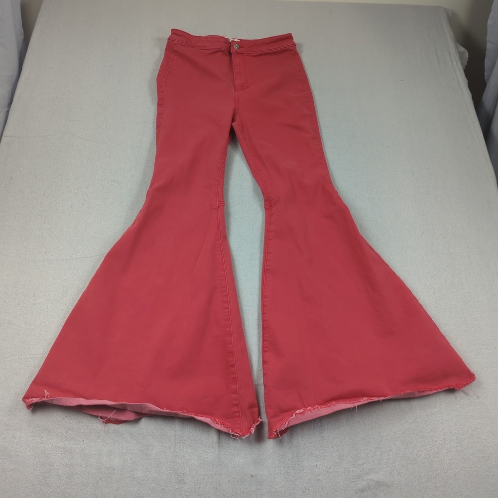 We The Free Pants Womens 31 Red Super Flare Bell Bottom Hippie Boho High Rise